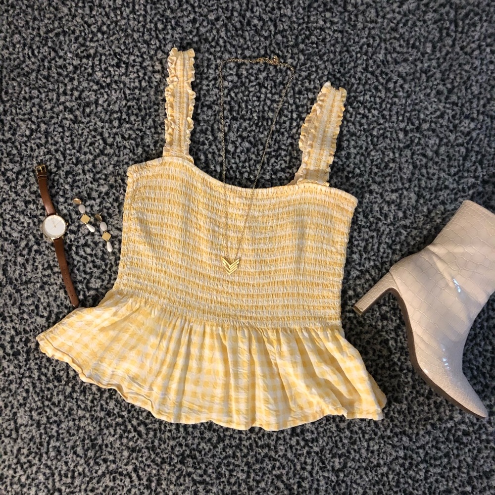 Gingham Peplum Top